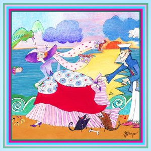 Jedwabna chusta yDe “Marynarz” 140cm  x 140cm