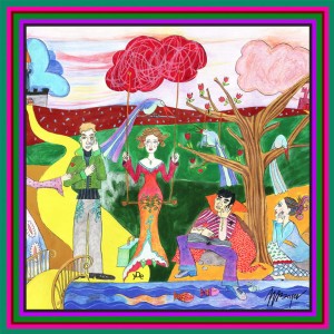 Jedwabna chusta yDe “Pewna historia...” 140cm  x 140cm