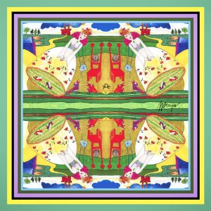 Jedwabna chusta yDe “Czarodziej” 90cm  x 90cm