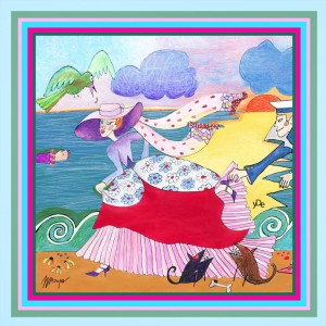 Jedwabna chusta yDe “Marynarz” 90cm  x 90cm