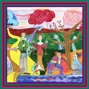 Jedwabna chusta yDe “Pewna historia...” 90cm x 90cm